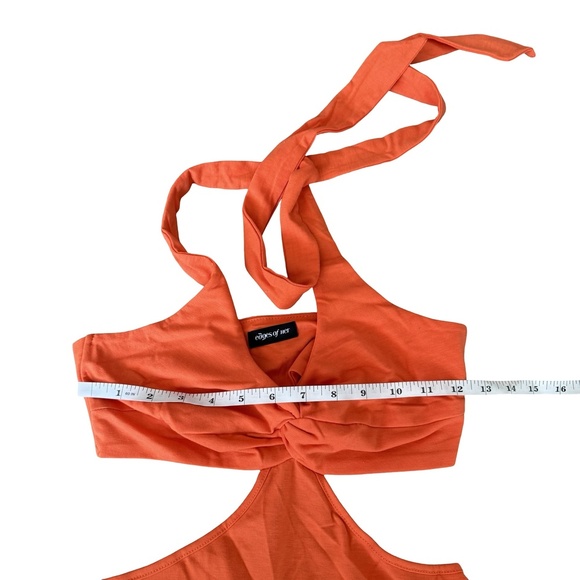 Halter Bodycon Maxi Dress Orange Womens S - Picture 3 of 4